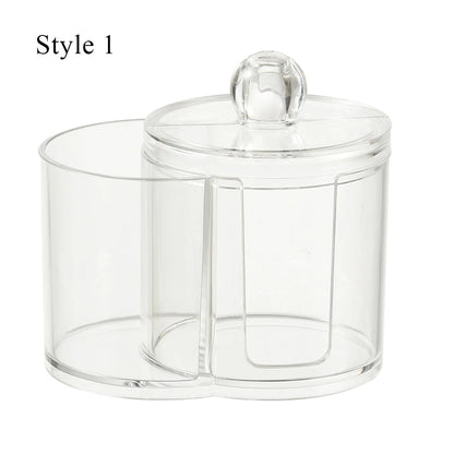 Cotton Round Pad & Powder Puff Holder – Dustproof Portable Makeup Organizer Box for Home, Durable Bathroom Storage Jar