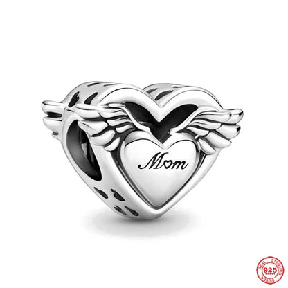 Europe 925 Silver Family Charm Pendant - Boy, Girl, Mom & Sisters Bead for Pandora Bracelet, Sparkling Dangle Jewelry