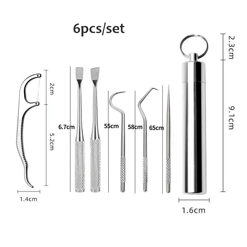 Stainless Steel Reusable Toothpick & Floss Set – Portable Teeth Cleaning Oral Care Kit