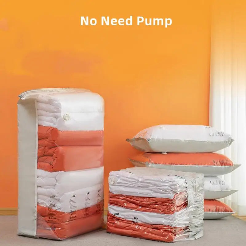 New Patented Vacuum Storage Bags – Large Plastic Bags for Clothes, Blankets, Compression, Travel Accessories