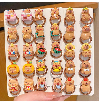 10Pcs Cartoon Capybara Hair Ties - Soft Resin Animal Hair Accessories for Girls and Children