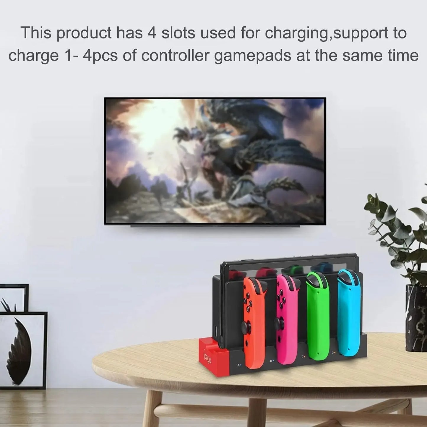 IPEGA PG-9186 Joycon Charging Dock Station for Switch & OLED – Charges Up to 4 Controllers, Compatible with All Models