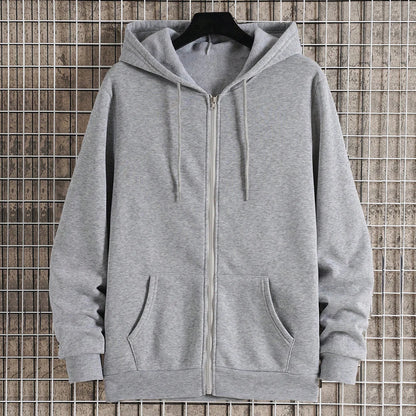 Men's Autumn Zipper Hoodie Jacket – Long Sleeve Loose Fit Casual Streetwear Coat