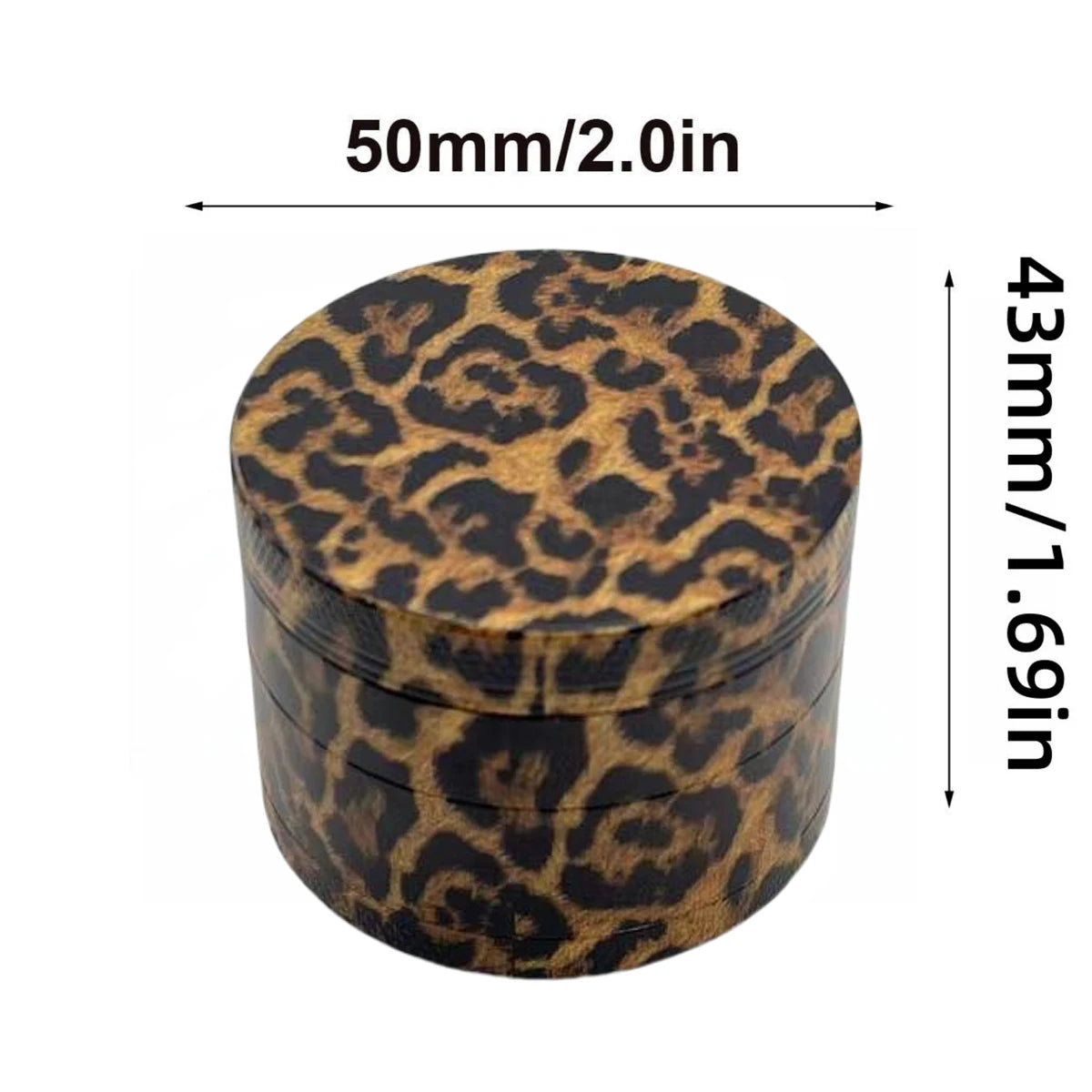 Metal Herb Grinder - Leopard Print Spice Crusher & Tobacco Grinder with Grinding Teeth