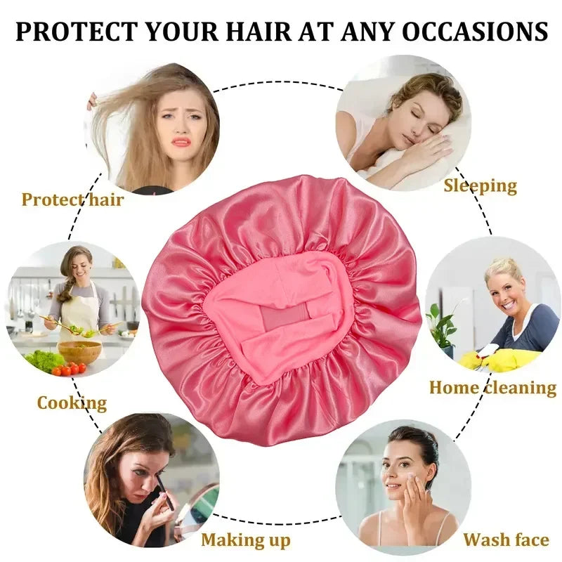 Double Layer Silky Bonnet: Women's Night Sleep & Shower Hair Cap