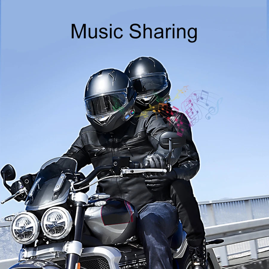 Q58 Max Motorcycle Helmet Intercom Headset – Waterproof 300M Bluetooth Wireless Intercom for 2 Riders with Music Sharing & Flashlight