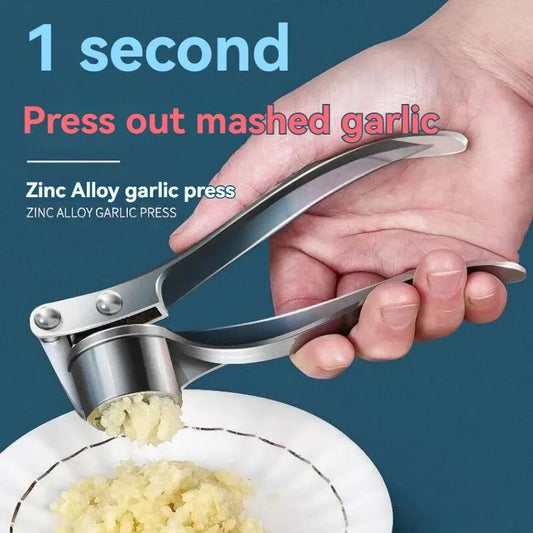 Multifunctional Garlic Press with Anti-Skid Handle, Zinc Alloy Manual Crusher for Kitchen Use