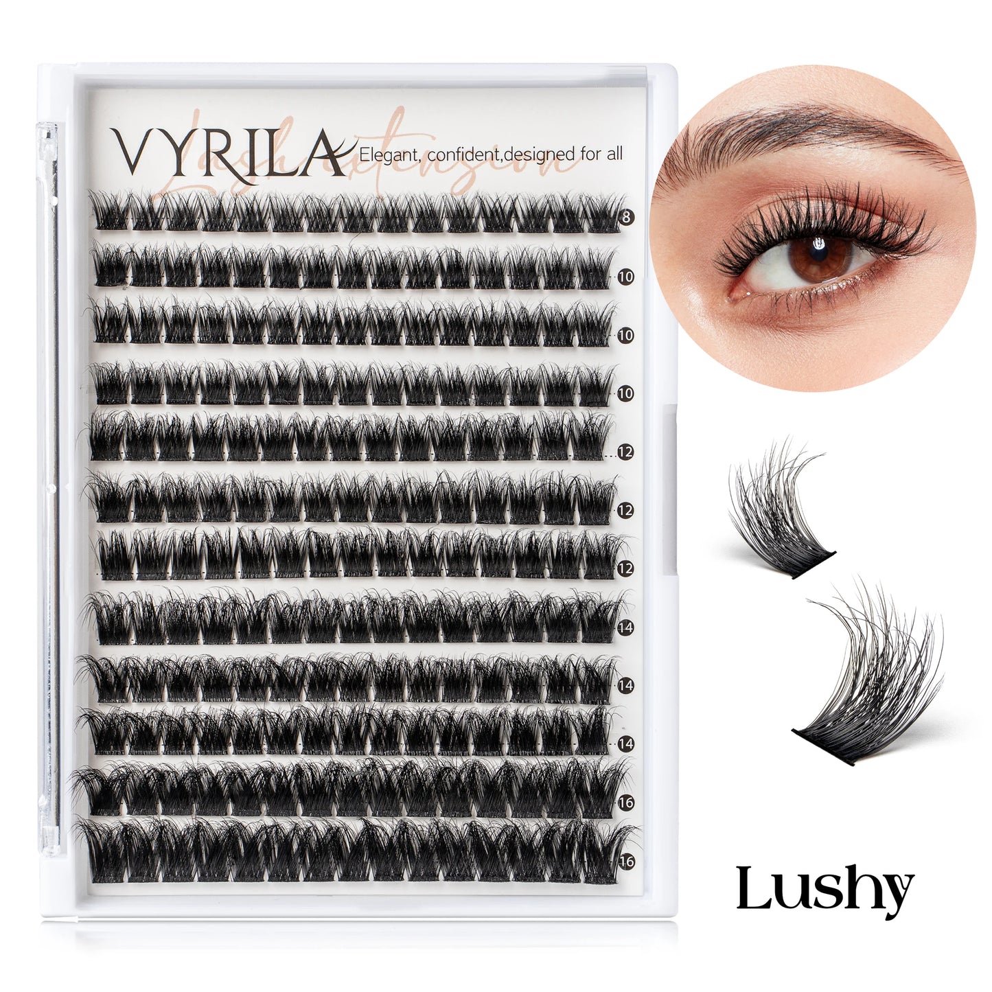 Individual Cluster Lashes C Curl – 3D Wispy DIY Extensions, 0.1mm Thin Band, Reusable & Natural