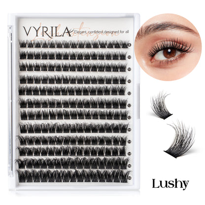 Individual Cluster Lashes C Curl – 3D Wispy DIY Extensions, 0.1mm Thin Band, Reusable & Natural