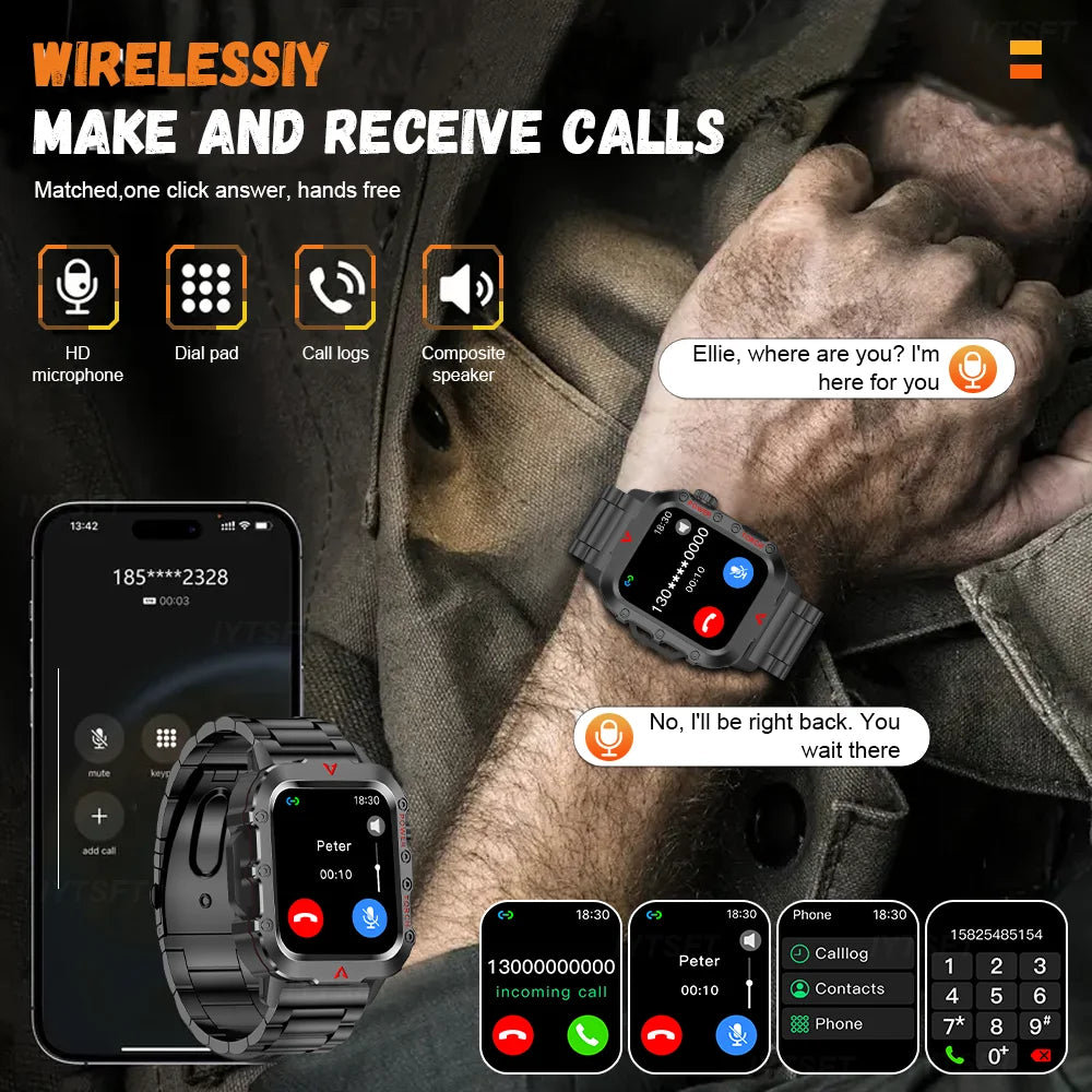 G.L Wear 2025 Sports Smart Watch – Bluetooth Call, LED Flashlight, Multi-Function Outdoor Fitness Watch for Men & Women