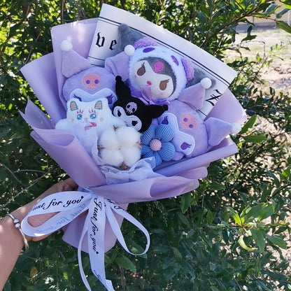 Sanrio Kuromi Plush Flower Bouquet — Soft Plush Doll Gift for Christmas, Valentine's Day, Birthday & Wedding Party