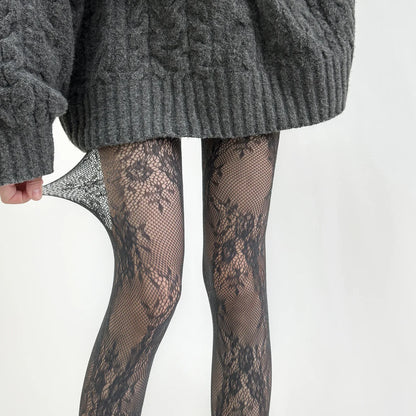 Women’s Lace Floral Thigh High Tights - 2025 Sexy Mesh Fishnet Stockings Lingerie Hosiery Pantyhose