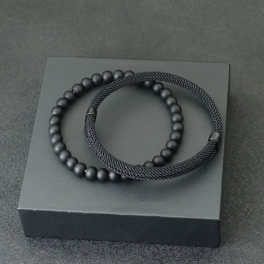 Men’s Fashion Bracelet Set – 2pcs Adjustable Red Thread Lucky Bracelets, Gifts for Him