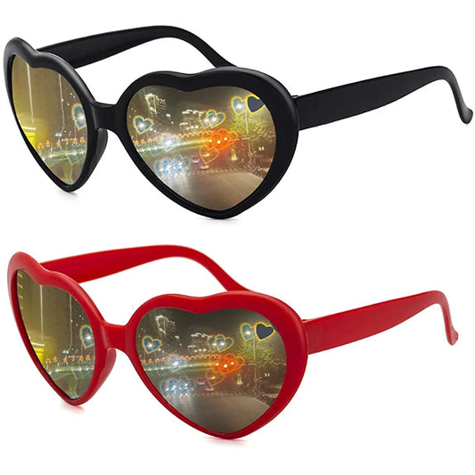 Women’s Fashion Heart-Shaped Glasses Watch - Nighttime Light Diffraction to Heart Shape, Stylish Female Sunglasses