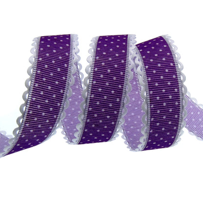 Polka Dot Lace Ribbon Roll - 20 Yards 1 Inch DIY Craft, Gift Wrapping & Scrapbooking Decoration Fabric