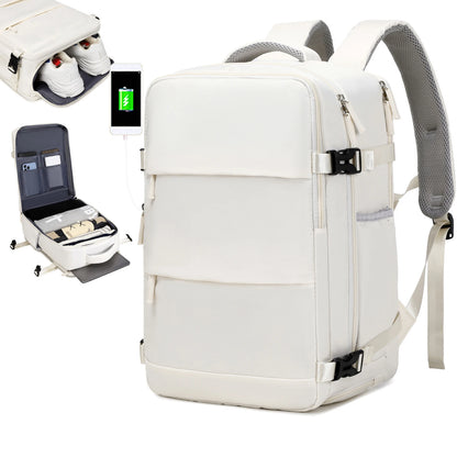 Travel Backpack with 15.6-Inch Laptop Compartment - Waterproof Design and Shoe Storage, Unisex Backpack