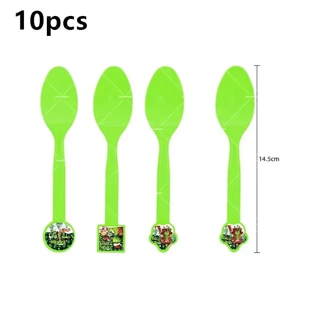 Grincs Christmas Party Balloon Decoration Set – Merry Xmas Banner Cake & Disposable Tableware Supplies Green Red