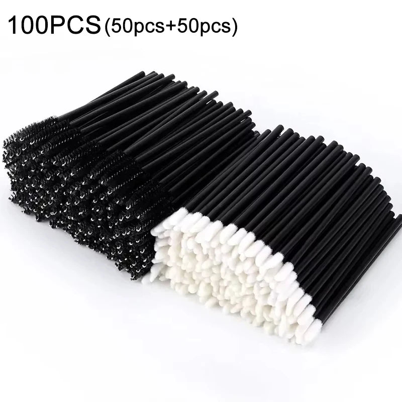 50/1000pcs Disposable Eyelash Brushes - Mascara Wands, Eyebrow Spoolie Applicators & Makeup Extension Tools