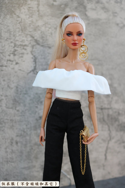 30cm Doll Clothes Set – Long Sleeve Shirt & Foot Covers for 1/6 OB/ST/FR/BB Dolls
