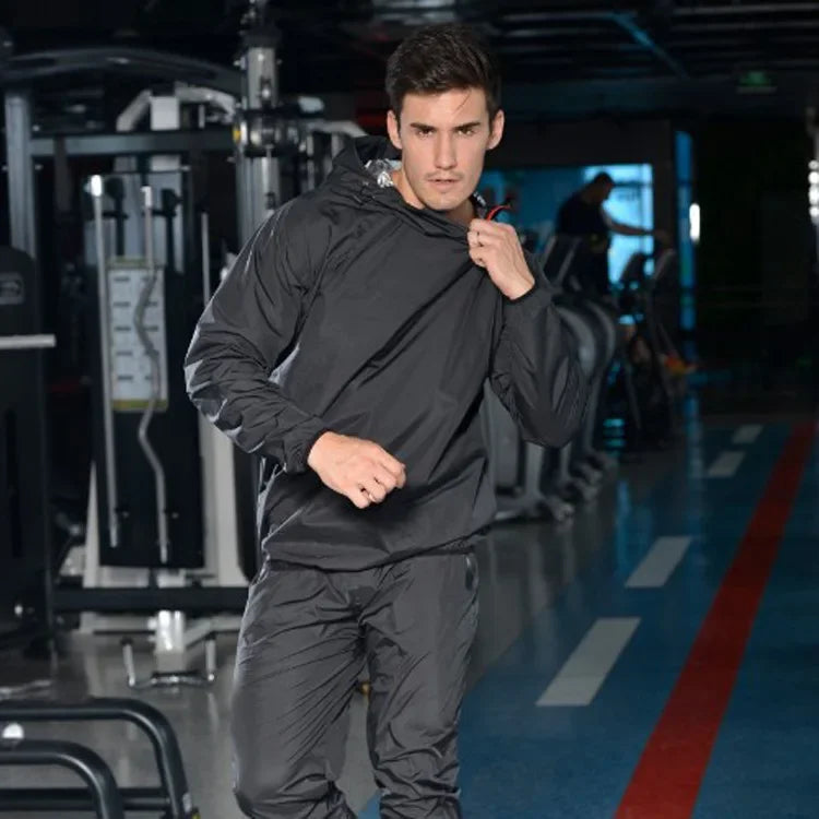 Unisex Sauna Suit — Women's & Men's Gym Clothing Set with Pullover Hoodie for Running, Fitness, Weight Loss & Sweating