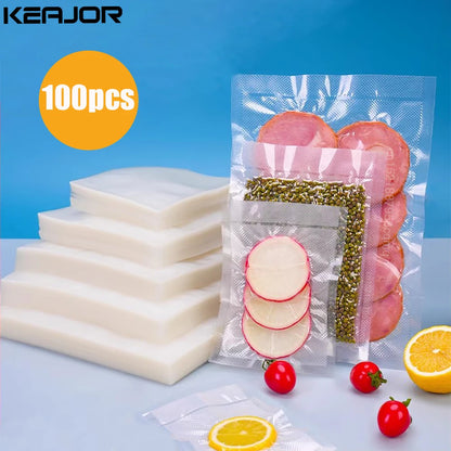 100pcs Vacuum Food Storage Bags – Compatible with Vacuum Sealer Machine for Long-Lasting Freshness