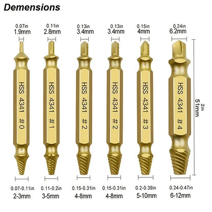 Damaged Screw Extractor Set - HSS Drill Bit Kit for Removing Stripped Broken Screws with Power Tools