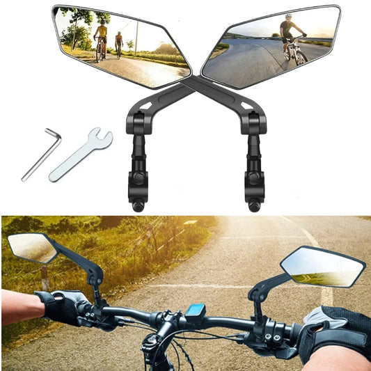 Adjustable Bicycle Rear View Mirror – Rotatable Handlebar Reflector with Wide-Angle Back Sight & Installation Tools