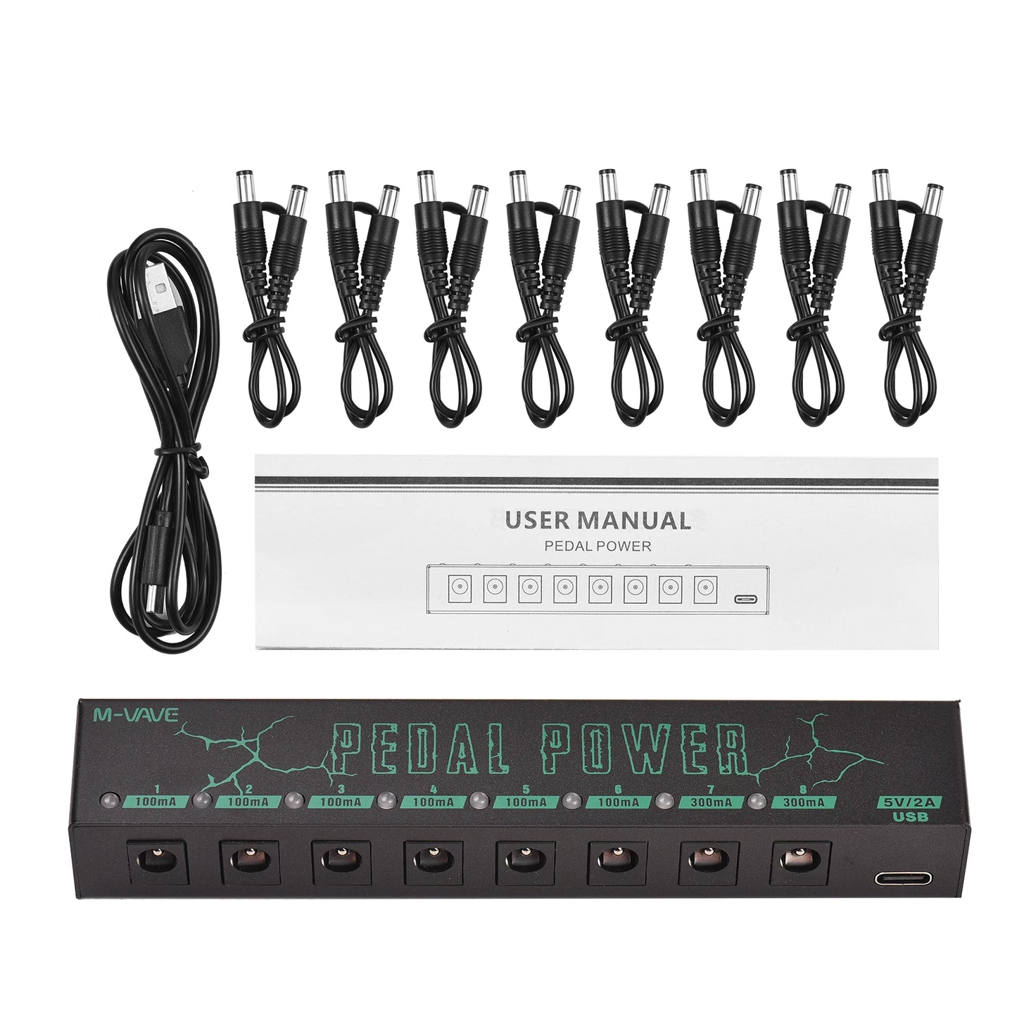 M-VAVE Pedal Power Supply – 8 Isolated DC Outputs for Guitar Pedals and Effectors
