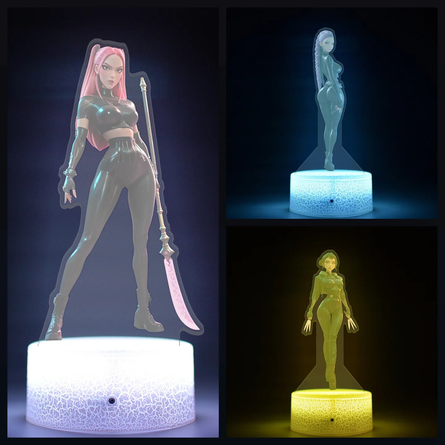K-Pop Demon Hunters LED Night Light – Zoe, Mira, Rumi, Saja 16-Color Remote Control