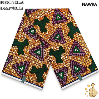 100% Cotton African Real Wax Fabric - Ankara Batik Pagne Sewing Material for Women's Dresses