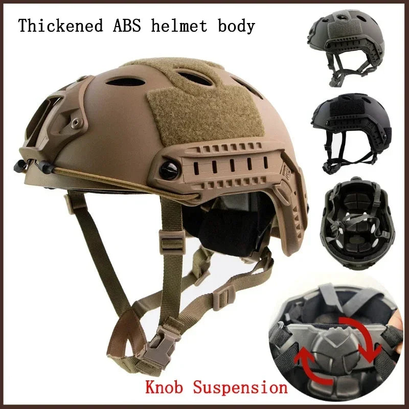 Adjustable Tactical Helmet – Thicken ABS Protective Gear for Air Gun Shooting, CS, Outdoor Use, Head Size 55-60cm