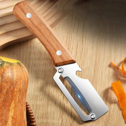 Stainless Steel Vegetable Peeler with Wooden Handle – Durable Fruit & Veg Slicer Tool for Smooth Peeling