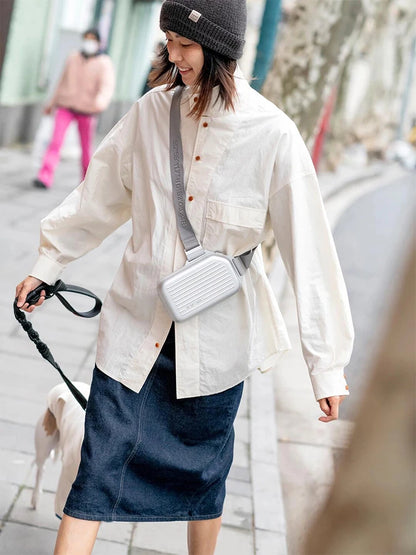 2025 RMWA Light Luxury Single-Shoulder Crossbody Bag — Vertical Aluminum-Magnesium Alloy Travel Bag, Silver Stylish Luggage