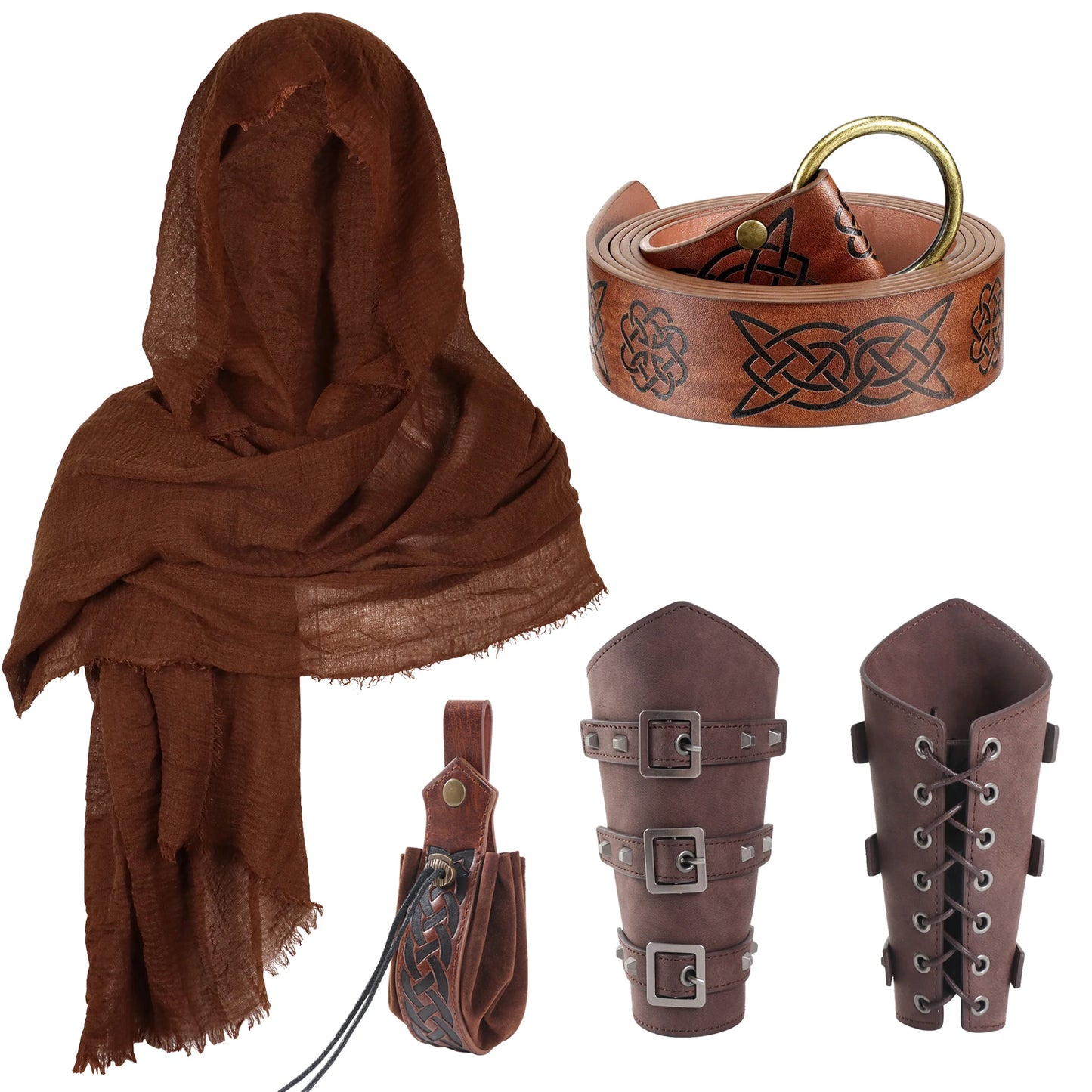 5PCS Medieval Viking Belt Pouch – Renaissance Steampunk Coin Bag for LARP & Cosplay