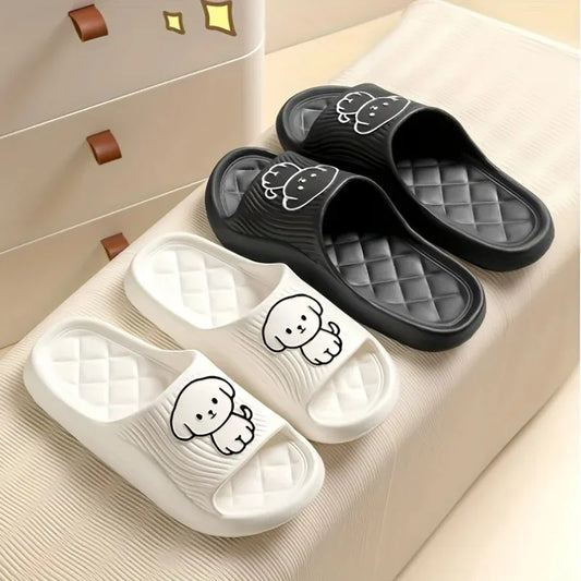 Cute Couple Pillow Slippers – Women’s Summer 2024 Non-Slip Indoor Bath Sandals with Thick EVA Sole