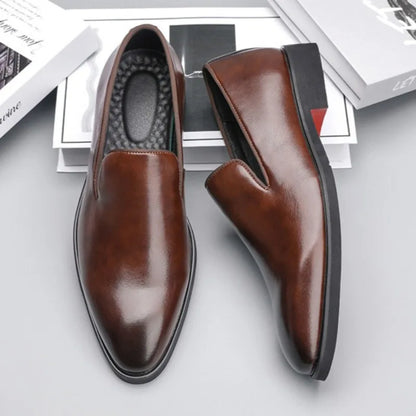 Men’s Red Sole Leather Loafers - Italian-Style British Business Casual Formal Dress Shoes Large Size 48