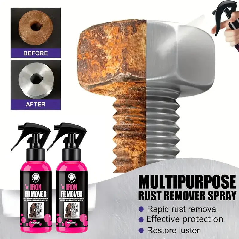 120ML All-Purpose Rust Remover Spray – Fast-Acting Iron Oxidation Cleaner, Restores Shine, Safe Multi-Surface Rust Eliminator for Home & Auto