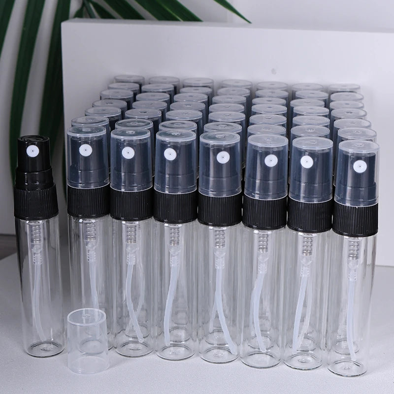 50-Pack 5ml Mini Glass Perfume Spray Bottles – Transparent High-Quality Portable Travel Sub-Bottles