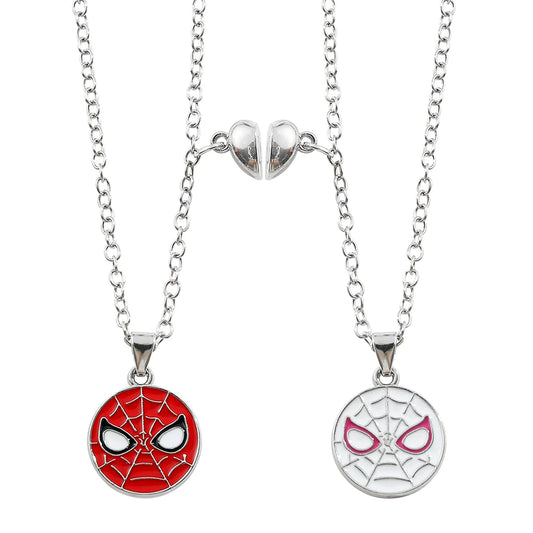 2pcs Marvel Spiderman Necklace – Best Friend & Couple Neck Accessories, Superhero Gift for BFFs