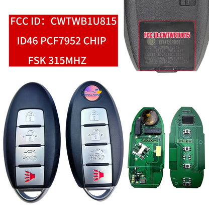 Jingxin CWTWB1U815 Smart Key & Board with 4BT 315MHz ID46-PCF7952 Chip – Compatible for Nissan Sunny, Teana, Sylphy, Sentra, Versa Car Key Shell