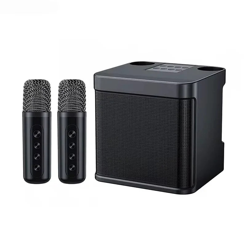 Portable Karaoke Machine with 2 Wireless Microphones — Boombox Player with AUX, TF Card, U Disk & Voice Changer for Parties