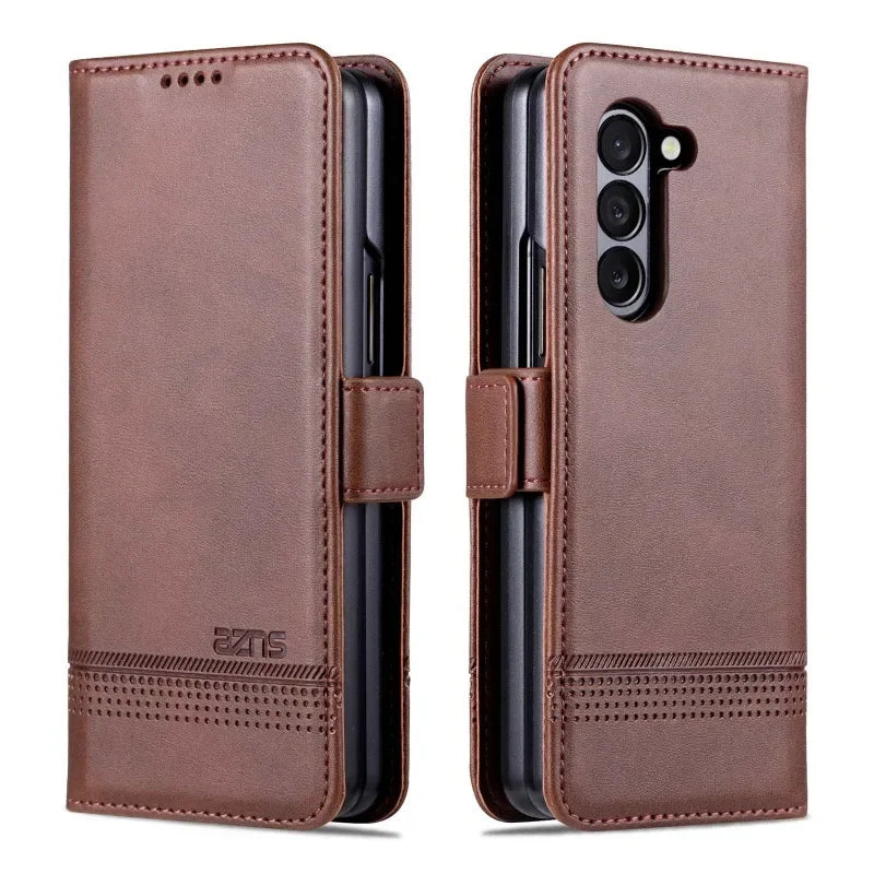 Phone Case for Samsung Galaxy Z Fold 6/5/4/3 — Fold6/5/4/3 5G Leather Wallet Card Holder Kickstand Shockproof Cover