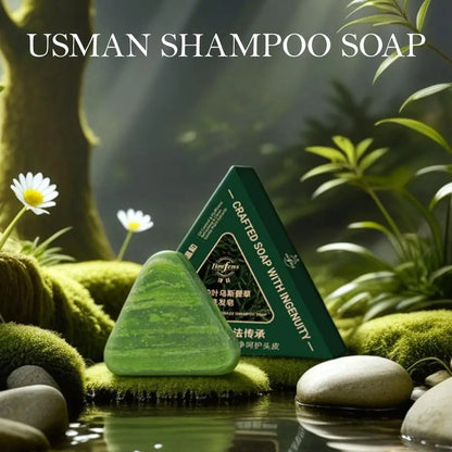 Usman Grass Herbal Shampoo Soap - Cypress Leaf & Polygonatum Extract for Oil Control and Scalp Care