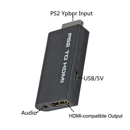 PS2 to HDMI Converter – Audio & Video Adapter with 3.5mm Port, Supports 480i/480p/576i Display Modes for PC & PS2