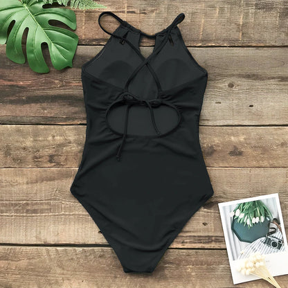 CUPSHE Lace-Up Back One-Piece Swimsuit – Sexy Cut-Out Backless Monokini Swimwear for Women, 2023 Beach & Bathing Suit