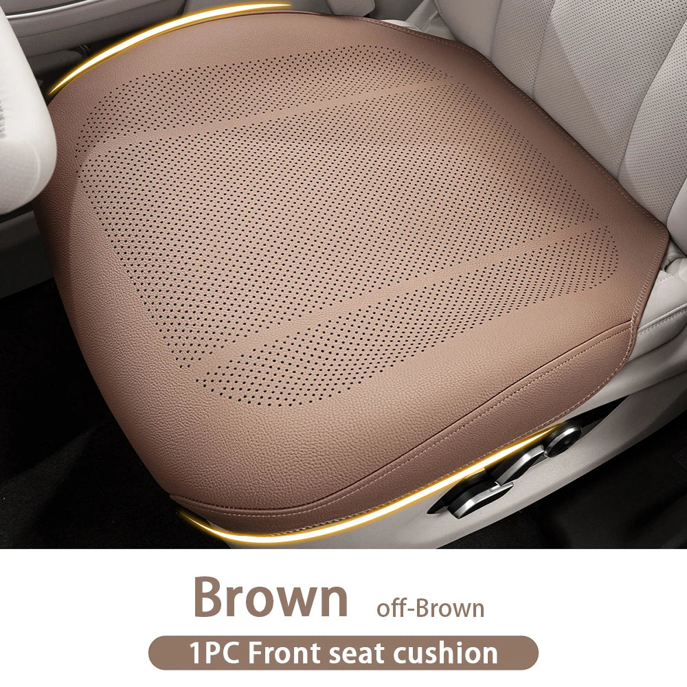 Universal Leather Car Seat Cushion - Breathable Perforated Four-Season Seat Cover
