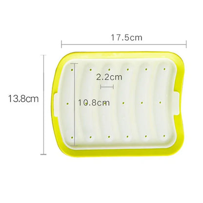 6-Grid Silicone Sausage Maker Mold with Lid – DIY Ham & Hot Dog Shaping Tool for Kitchen Baking & Food Preparation