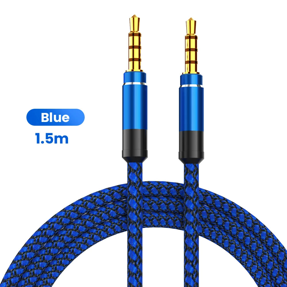 NNBILI 1.5M 3.5mm Audio Cable - Nylon Braid AUX Cable for Phone, MP3, Car Headset & Speaker Extension