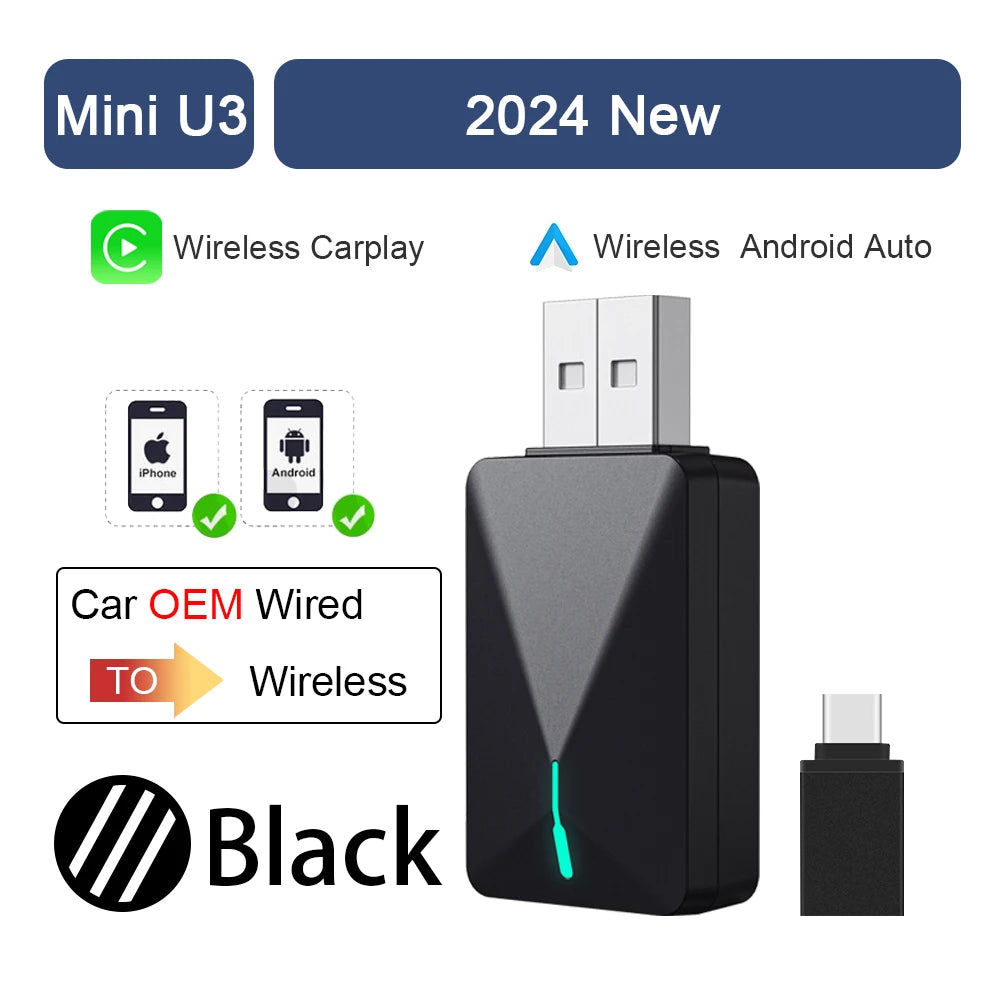 2025 Wireless CarPlay Smart Box – Plug & Play WiFi Adapter, Auto Connect, Wired to Wireless Android Upgrade