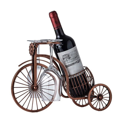 Creative Metal Wine Rack – European Retro Tricycle Bike Design for Wine Display, Storage Organizer Shelf, Kitchen & Home Decor